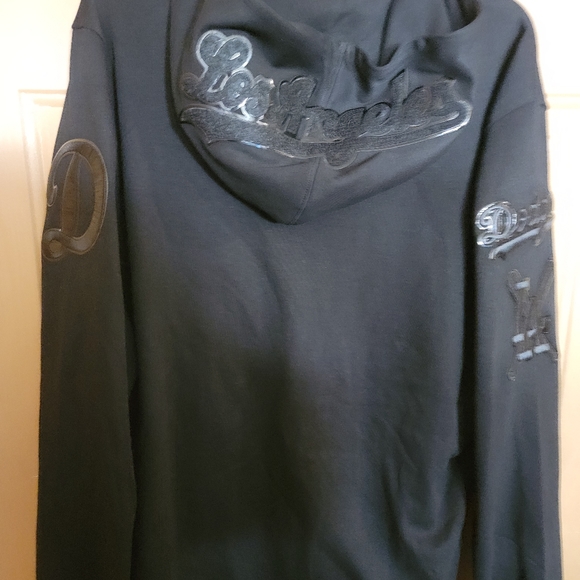 LA DODGERS POPULAR DESIGN BLACKOUT STITCHED ZIPUP HOODIE XLARGE - Picture 6 of 6